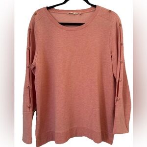 Soft Surroundings Women’s Go Lively Bibi Pullover Button-Sleeve Sweatshirt